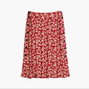 Madewell Red Floral Midi Skirt